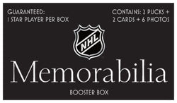 NHL Memorabilia Booster Box | 2 Pucks + 2 Cards + 6 photos | Autographed Hockey + COA's